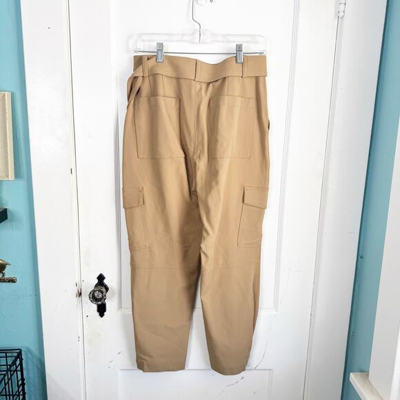 Banana Republic Slim Refined Stretch Cargo Pant Latte Cream Belted Beige Size 4 - Picture 12 of 14